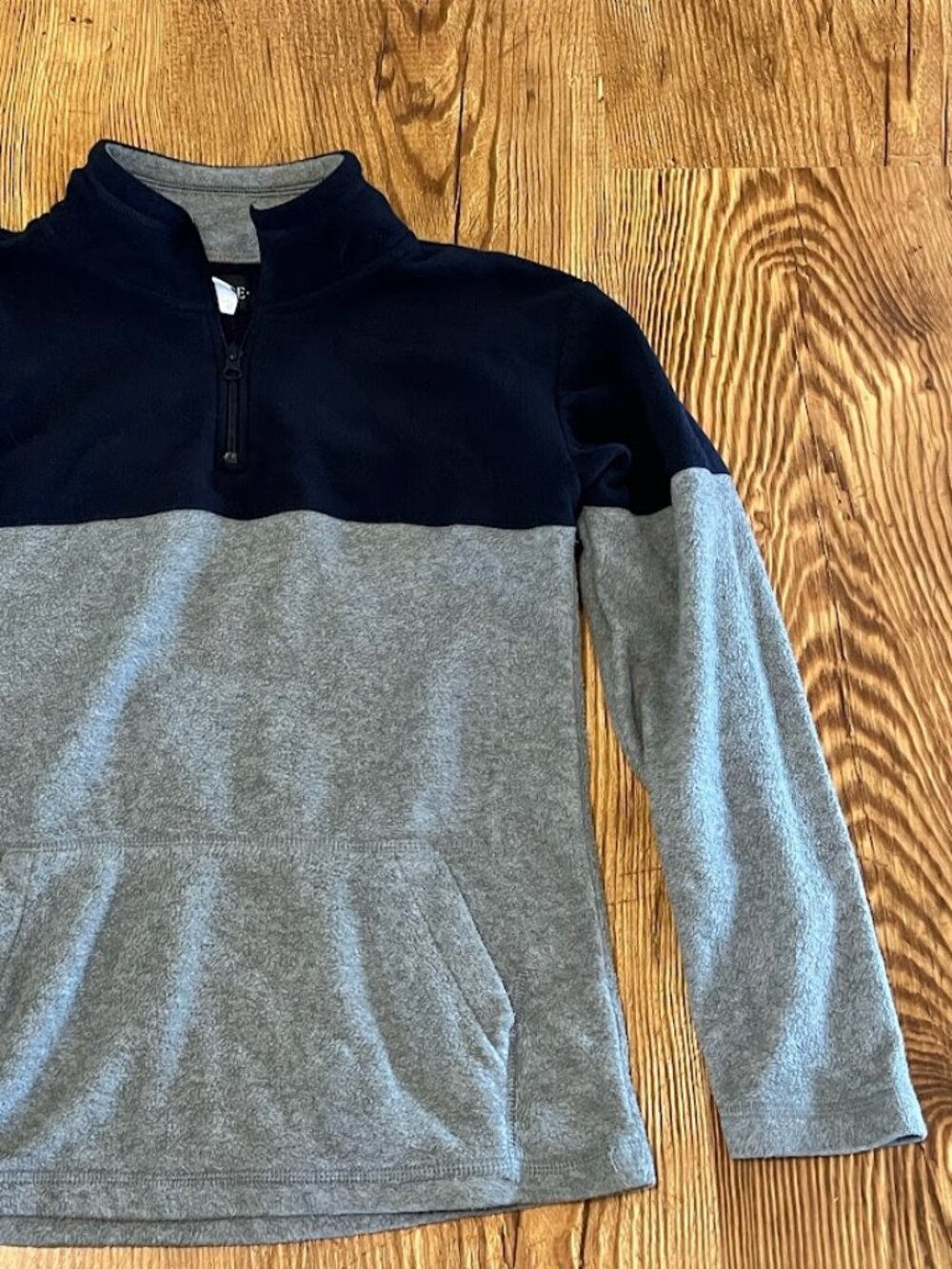 Children's Place 1/4 Zip Fleece, Gray & Navy Blue, Youth XL (14)